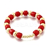 ABS Imitation Pearl Round Beads Stretch Bracelets for Women BJEW-D317-12C-G-4