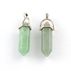 Green Aventurine Stone Pendants with Alloy Findings G-R278-28P-1