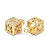 Alphabet Brass Micro Pave Clear Cubic Zirconia Pendants ZIRC-O045-01G-X-3