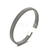 304 Stainless Steel Flat Mesh Chains Shape Open Cuff Bangle for Women BJEW-C0033-04-2