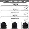 6Pcs 3 Styles 304 Stainless Steel & Round Plastic Pearl Beads Baseball Cap Chain AJEW-SC0003-57-2