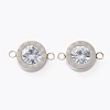 304 Stainless Steel Micro Pave Clear Cubic Zirconia Links Connectors X-STAS-I169-01P-1