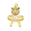 Brass Micro Pave Clear Cubic Zirconia Pendants KK-R159-27G-1