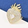 Brass Micro Pave Clear Cubic Zirconia Cuff Rings RJEW-P155-04B-G-2