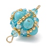 Synthetic Turquoise Round and Glass Seed Beaded Lantern Links Connector Charms PALLOY-MZ01176-05-4