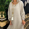 Wood & Synthetic Turquoise Beaded Peace Sign Mala Necklaces with Tassel for Women FS-WGC7FA0-01-1