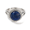 Natural Lapis Lazuli Round Adjustable Rings RJEW-K271-02P-04-2