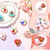 9Pcd 9 Colors Painted Glass Beads Enamel Beads Heart with Fruit LAMP-CJ0002-45-3