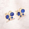 Butterfly Brass Micro Pave Clear Cubic Zirconia Stud Earrings EJEW-C173-01G-4