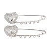 Hammered Heart 304 Stainless Steel Safety Pins Brooch Findings SA-CBA098D-15D-P05-1