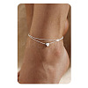 201 Stainless Steel Heart with Initial Charm Double Layer Anklets for Women FS-WG0EC0A-07-1