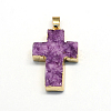 Plated Natural Druzy  Agate Cross Pendants G-R275-06-2