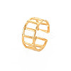 Ion Plating(IP) 304 Stainless Steel Rectangle Hollow Open Cuff Ring for Women LS-RJEW-S405-161G-3