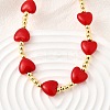Brass & ABS Imitation Pearl Heart and Round Beaded Necklaces for Women NJEW-D314-11A-G-1