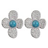 Natural Mixed Gemstone Flower Stud Earrings EJEW-JE05319-02-2