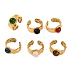 Round Natural Mixed Stone Finger Rings RJEW-Q822-03G-1