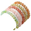 5Pcs 5 Color Crackle Glass Round Beaded Stretch Bracelets Set BJEW-JB09695-02-3