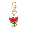 Flower Glass Pendants Decorations HJEW-MZ00248-01-2