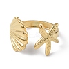 Ion Plating(IP) 304 Stainless Steel Shell with Starfish Open Cuff Ring for Women LS-RJEW-C046-03G-2