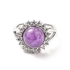 Natural Amethyst Adjustable Rings RJEW-P043-02P-21-3