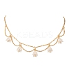 Shell Pearl & Acrylic Flower Bib Pendant Necklaces X1-NJEW-TA00169-1
