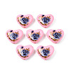 Flower Printed Opaque Acrylic Heart Beads SACR-S305-28-H01-1