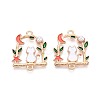 Alloy Enamel with ABS Imitation Pearl Cat Back with Swing Connector Charms PALLOY-T092-60-1