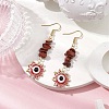 Evil Eye Natural Red Jasper Chip & Seed Beads Dangle Earrings EJEW-MZ00166-03-2