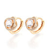 Brass Micro Pave Clear Cubic Zirconia Flower Hoop Earrings EJEW-T048-43G-1