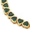 Rack Plating Brass Pave Cubic Zirconia Heart Link Bracelets BJEW-Q347-05G-01-2