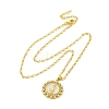 Brass Clear Cubic Zirconia Flat Round with Virgin Mary Pendant Necklaces NJEW-C071-07A-G-4