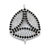 Rack Plating Brass Micro Pave Clear & Black Cubic Zirconia Triangle Connector Charms KK-A234-076P-1