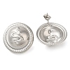 304 Stainless Steel Flat Round with Snake Stud Earrings EJEW-I312-07P-1