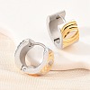Two Tone 304 Stainless Steel Stripe Hoop Earrings EJEW-L307-04GP-03-2