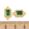 Brass Pave Clear & Green Cubic Zirconia Connector Charms KK-P275-45G-3