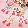 3 Pairs 3 Colors Alloy Flamingo Chandelier Earrings EJEW-AN0004-43-7