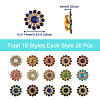 300Pcs 15 Style Flower Shape Rhinestone Buttons RB-YS0001-02-7
