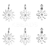 6Pcs 3 Style Eco-Friendly 316 Surgical Stainless Steel Micro Pave Clear Cubic Zirconia Charms RB-UN0001-06-1