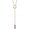 Natural & Synthetic Mixed Gemstone Rondelle Lariat Necklaces NJEW-JN04640-1