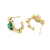Natural Malachite Heart Stud Earrings EJEW-K287-01G-10-2