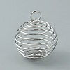 Carbon Steel Spiral Bead Cage Pendants IFIN-WH0027-47C-P-1