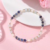 Natural Aquamarine & Natural Lapis Lazuli Cube Beaded Stretch Bracelets for Women BJEW-JB13390-03-4