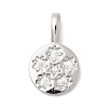 Brass Micro Pave Clear Cubic Zirconia Flat Round with Star Charms KK-A277-32P-1