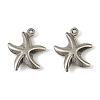 304 Stainless Steel Pendants. Starfish Charm STAS-A190-03P-1