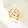 Wave 304 Stainless Steel Open Cuff Rings for Women RJEW-G338-18G-1