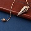 Rack Plating Brass Cone Dowsing Pendulum Pendants AJEW-G064-01RG-3