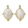 Oval 304 Stainless Steel Natural Paua Shell/White Shell Pendants Ion Plating(IP) STAS-U037-08G-01-1