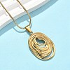 304 Stainless Steel Oval Pendant Necklaces & Stud Earrings Sets for Women SJEW-B020-01G-2