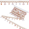 4 Yards Cotton Thread & Linen & Shell Beaded Trim Ribbon OCOR-DR0001-25-1