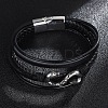 Leather Cords Multi-strand Bracelets with Magnetic Clasp PW-WG89659-01-3